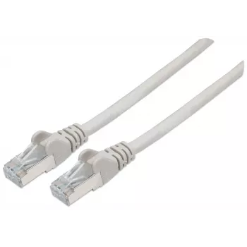Intellinet Network Patch Cable, Cat7 Cable/Cat6A Plugs, 15m, Grey, Copper, S/FTP, LSOH / LSZH, PVC, RJ45, Gold Plated Contacts, Snagless, Booted, Lifetime Warranty, Polybag