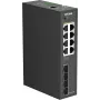 D-Link DIS-210G-12UP Industrial Smart Managed Switch, 12-Port Gigabit, 8 PoE+, 240W, DIN-Rail/Wall Mount