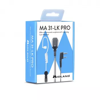 Midland MA 31LK Pro Wired Headset with Acoustic Tube - Black/Transparent