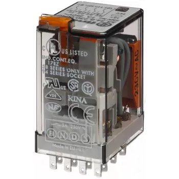 Finder Miniature Industrial Plug-in Relay 55.34.8.230.5050, 4PDT, 230 V AC, 7 A