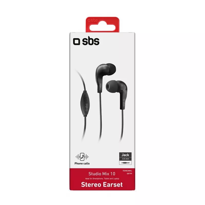 SBS TEINEARKL In-Ear Headset with Microphone - Black - Wired - 1.2m Cable - 3.5mm Jack - Calls & Music