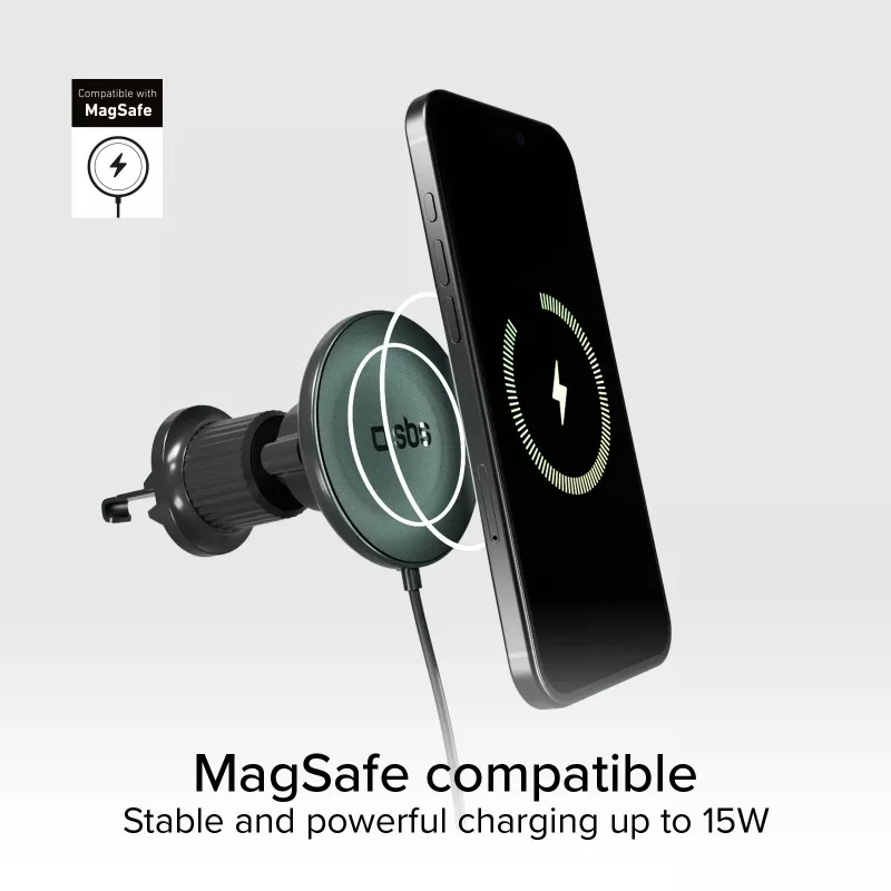 SBS MagSafe Magnetic 15W Wireless Car Charger - Black
