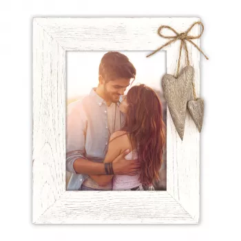 ZEP Lille White 13x18 Wood Portrait Frame with Hearts RE657W