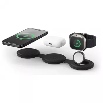 Satechi OntheGo 3-in-1 Wireless Charger with Qi2, Black, 15W, ST-QTG31K