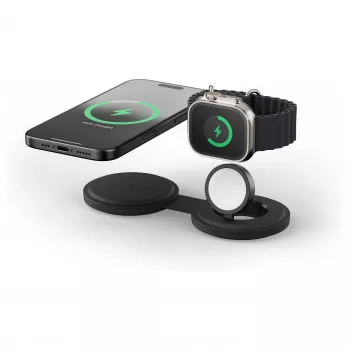 Satechi OntheGo 2-in-1 Wireless Charger with Qi2, Black, 15W, ST-QTG21K