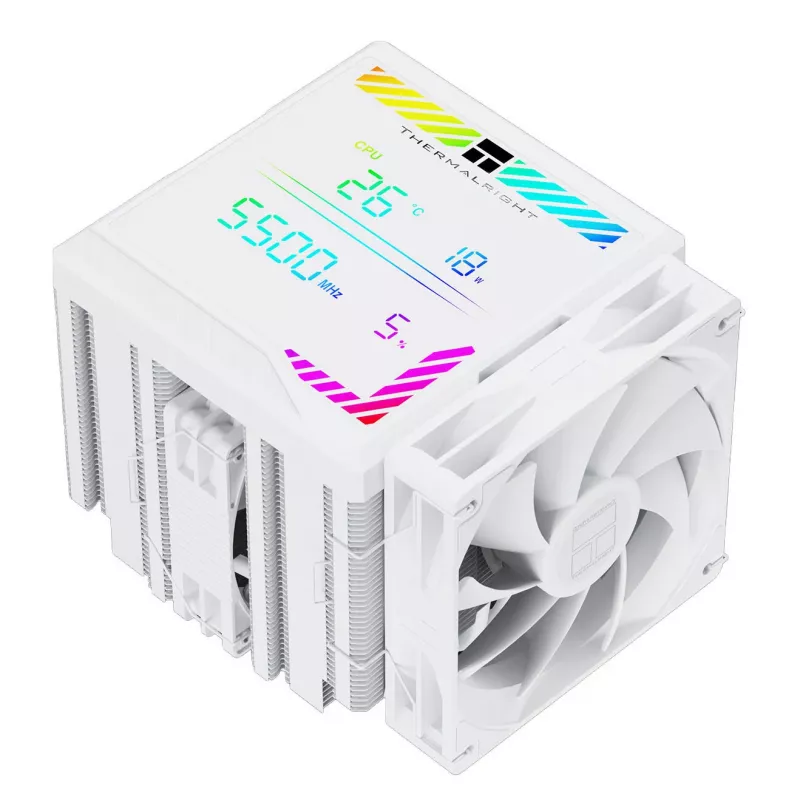 Thermalright Peerless Assassin 140 Digital White Dual Tower CPU Air Cooler, 7 Heatpipes, 2x140mm PWM Fans, White LED, Intel/AMD