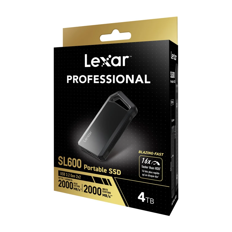Lexar SL600 4TB Portable SSD Drive - Space Gray, USB 3.2 Gen 2x2, Up to 2000MB/s Read