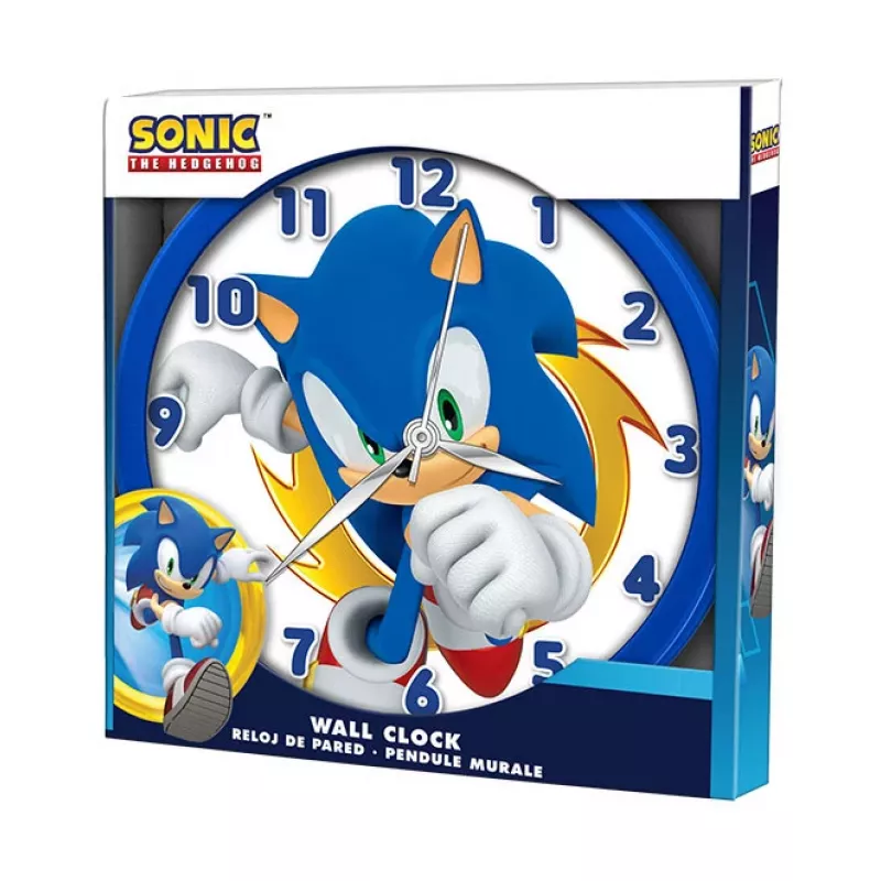 KIDS Sonic The Hedgehog Wall Clock 25 cm Round Plastic Analog Quartz Multi-color