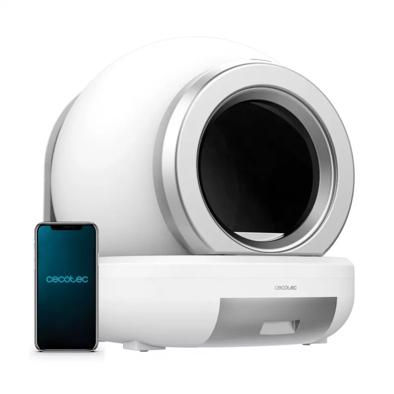 Cecotec Pumba 7000 CleanKitty Compact Connected Self-Cleaning Cat Litter Box, Wi-Fi, 10L Waste Bin, 6L Litter Capacity, Automatic Rotation, Safety Sensors, Smartphone App