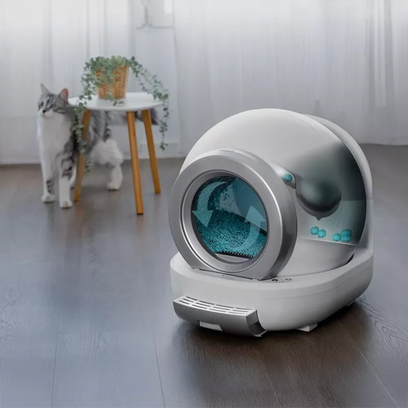 Cecotec Pumba 7000 CleanKitty Compact Connected Self-Cleaning Cat Litter Box, Wi-Fi, 10L Waste Bin, 6L Litter Capacity, Automatic Rotation, Safety Sensors, Smartphone App