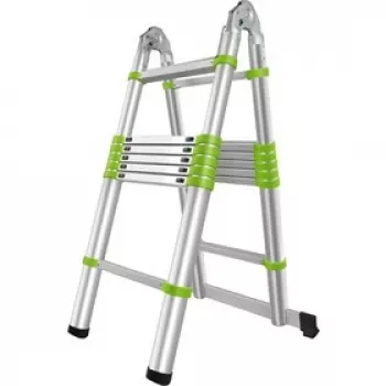 FIELDMANN Telescopic Ladder FZZ 4006 - 3.8m, 13 Rungs, 150kg Capacity, Aluminum Alloy