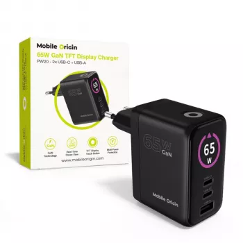 Mobile Origin 65W GaN Charger PW20 2x USB-C + USB-A