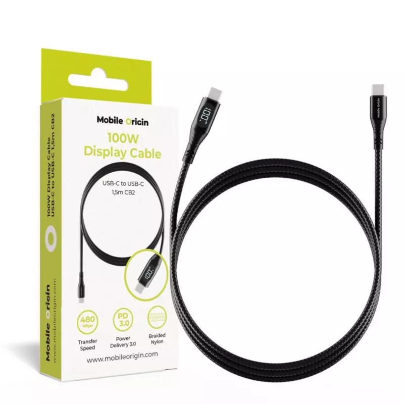 Mobile Origin 100W Display Cab USB-C to USB-C CB2 1.5m