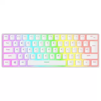 Rampage Radiant K11 60% Mechanical Gaming Keyboard, White, Blue Switch, RGB