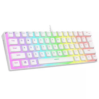 Rampage Radiant K11 60% Mechanical Gaming Keyboard, White, Blue Switch, RGB