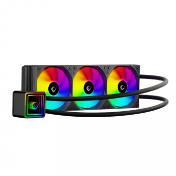 Rampage INFINITE V360 AIO Liquid CPU Cooler 360mm ARGB, Digital Temperature Display, Black