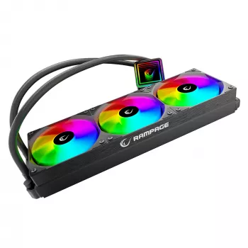 Rampage INFINITE V360 AIO Liquid CPU Cooler 360mm ARGB, Digital Temperature Display, Black