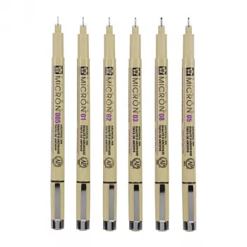 Sakura Pigma Micron Fineliner Pen Set 6-Piece Black