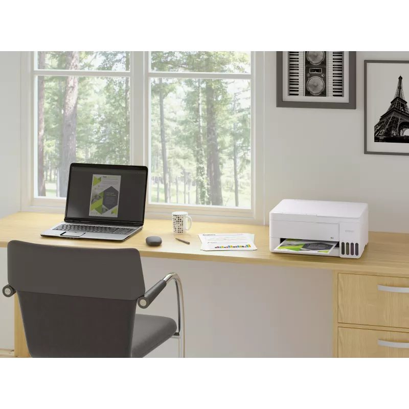 Epson EcoTank L3356 Multifunction Inkjet Printer, Colour, A4, 33 ppm, USB, Wi-Fi, White