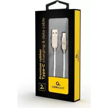 Gembird CC-USB2R-AMCM-2M-W USB 2.0 Cable, USB-A to USB-C, Rubberized, 2m, White