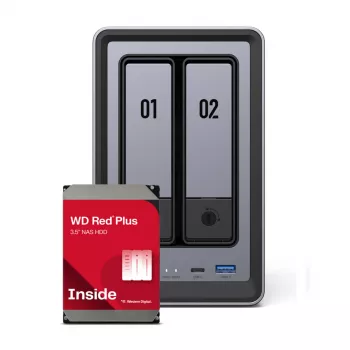 UGREEN DXP2800 2-Bay NAS with 2x 4TB WD Red Plus, Intel N100, 8GB DDR5, 2.5GbE