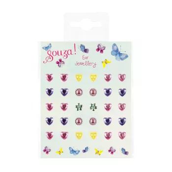 Souza! Self-Adhesive Butterfly Earrings 30 pcs (Bulk Pack of 12 Sets)