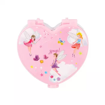 Souza Heart-Shaped Music Box / Jewellery Box - Pink - Fairy/Ballerina Theme - Wind-Up - It's a Small World