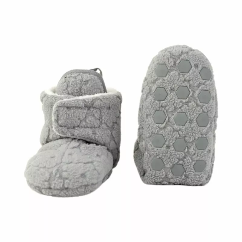 Lodger Fleece Drizzle Baby Booties with Anti-Slip Sole Grey 6-12 Months