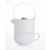 Bredemeijer Umea Tea-for-One Set White with Bamboo Lid