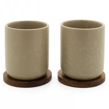 Bredemeijer Umea Tea Cup Set 2x 200ml Beige with Coasters 142025
