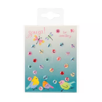 Souza! Self-Adhesive Earrings Flowers 26 pcs (Bulk Pack of 12 Sets)