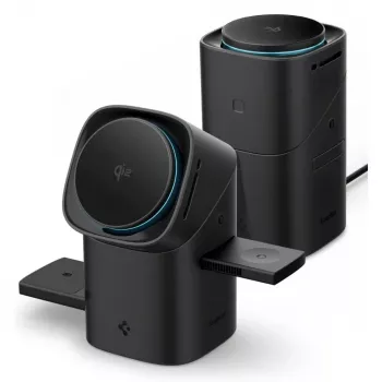 SPIGEN EF223MS Essential 3-in-1 Rotary Magnetic MagSafe Wireless Charger 15W Qi2 Black