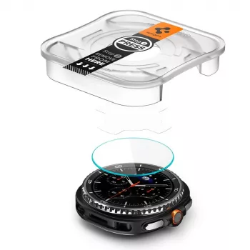 Spigen GLAS.tR EZ Fit Tempered Glass Screen Protector for Samsung Galaxy Watch 8 Classic (46 mm), 2-Pack, Clear (AGL09877)