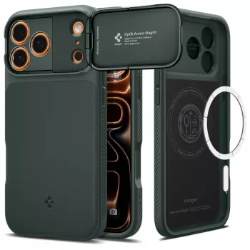 Spigen Optik Armor MagFit Case for iPhone 17 Pro Max, MagSafe Compatible, Abyss Green (ACS09901)