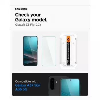 Spigen Glas.tR EZ Fit HD Tempered Glass Screen Protector for Samsung Galaxy A36 / A37 5G, Clear, 2 Pack