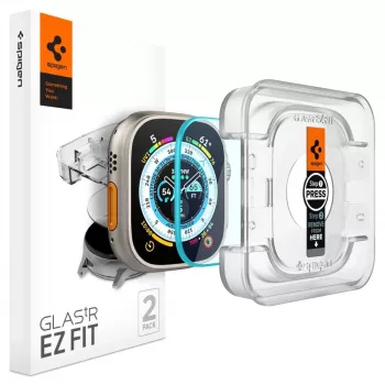 Spigen Glas.tR EZ Fit Tempered Glass Screen Protector for Apple Watch Ultra (49mm) - 2 Pack - Clear