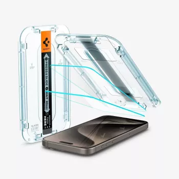 Spigen GLAS.tR EZ FIT 2-Pack Tempered Glass Screen Protector for iPhone 15 Pro