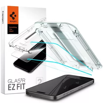 Spigen GLAS.tR EZ FIT 2-Pack Tempered Glass Screen Protector for iPhone 15 Pro