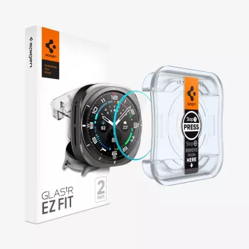 Spigen Glas.tR EZ Fit Tempered Glass Screen Protector for Samsung Galaxy Watch Ultra (47mm) - 2 Pack - Clear