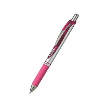 Pentel EnerGel Xm Retractable Gel Pen - Pink Ink - Pink Barrel - Silver Trim - 0.35 mm Needle Tip