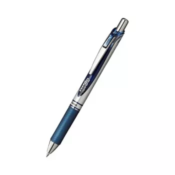 Pentel EnerGel XM Retractable Gel Pen - Navy Ink - Extra Fine 0.35 mm - Navy Barrel - Silver Clip