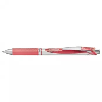 Pentel EnerGel BL77 Retractable Gel Pen - Pink - Coral - Silver - Round - 0.7 mm - Water-Based Ink