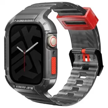 Skinarma Saido 2-in-1 Strap & Case for Apple Watch 45/44mm - Smoke