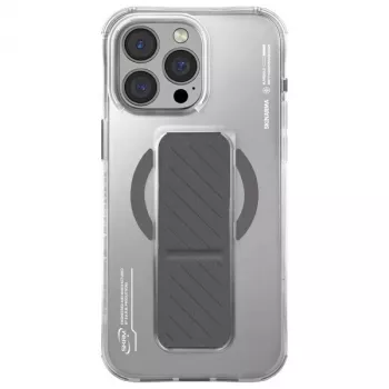 Skinarma Axon Case for iPhone 16 Pro 6.3 inch Magnetic Charging + Grip Stand Titanium
