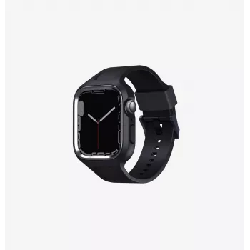 UNIQ Monos 2in1 Apple Watch Strap with Case for Series 4/5/6/7/8/9/SE/SE2/SE3 44/45mm Midnight Black