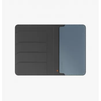 UNIQ Belmont Passport Holder with Apple Find My and RFID Blocking, Grey-Blue