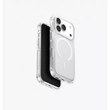 UNIQ LifePro Xtreme Case for iPhone 15 Pro Max, MagClick Charging, Transparent with Glitter