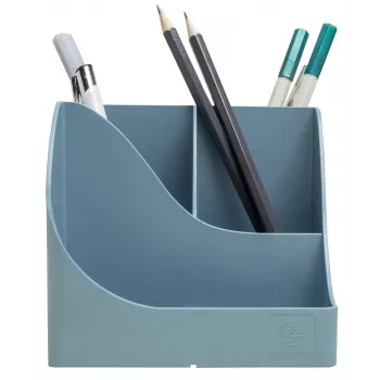 Exacompta Pen Wave AutentiK 5-Compartment Pen Holder Blue-Grey