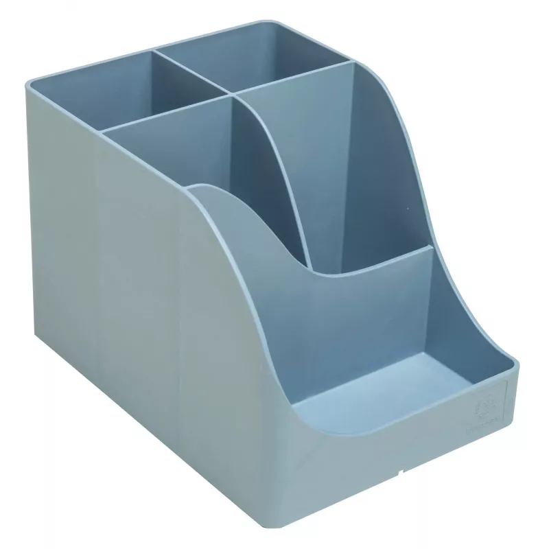 Exacompta Pen Wave AutentiK 5-Compartment Pen Holder Blue-Grey