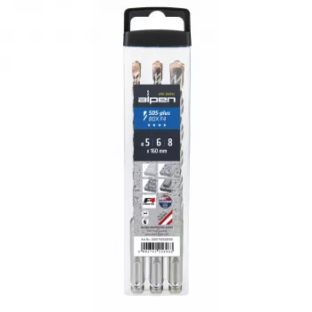 Alpen SDS+ F4 Box 3 pcs. 5-6-8x160 mm Hammer Drill Bit Set
